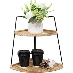 2 Tier Bathroom Counter Organizer,Standing Rack Cosmetic Holder,Wood Bathroom Organizer,Vanity Organizer Bathroom Counter Tray,for Bathroom,Bedroom (Log Color)