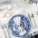 Hioasis 60pcs Blue Plastic Plates Set - Floral Blue & White Porcelain Design, 10.25" Dinner & 7.5" Dessert Plates Disposable for Wedding (Dishwasher Safe, Art Style)