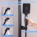 Matte Black Hand Shower with Slide Bar, 3-Function High Pressure Handheld Shower Head with Slide Bar, Stainless Steel Adjustable Height 25" Long Slide Bar Combo Shower Faucet, Wall Mount