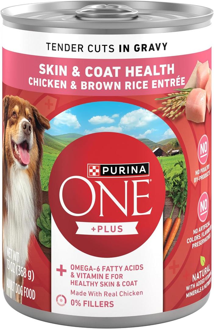 Purina ONE Tender Cuts Skin & Coat Chicken & Brown Rice Wet Dog Food - (Pack of 12) 13 oz. Cans BB 10/2026