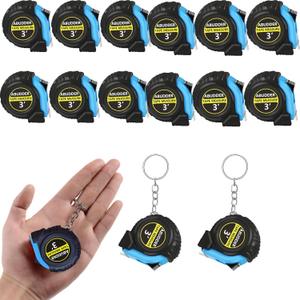 12 Pack Small Tape Measure Keychains,Mini Tape Measures Retractable,Pocket Measurement Tape Bulk Easy Read 3 Feet (12, Blue, 3 Feet)