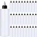 Irenare 30 Pack Plastic Condiment Squeeze Bottles for Sauces Empty Squirt Bottle with Top Cap for Condiment BBQ, Dressing, Paint, Workshop, Crafts(Black,16 oz)