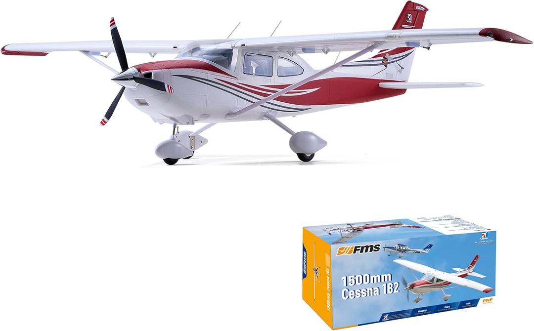 Fms Rc Planes for Beginners Remote Control Airplane for Adults Single-Engine Propeller Airplane 1500MM Cessna 182 Red 6 Channel Hobby Rc Airplanes PNP (No Radio, Battery, Charger)
