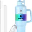 40 oz Tumbler with Handle and Straw or Convert to 40 oz Insulated Water Bottle Fits in Cup Holder. Stainless Steel Metal Water Flask with 2 Lids for Travel,Camping,Gym Sports Coffee Mug Thermal Cup (Blue Haze)