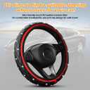 Bling Car Steering Wheel Cover, Non-Slip Elastic Stretch Leather Auto Steering Wheel Protector, Sparkling Diamond Vehicle Decor Accessories for Women Girls, Universal for Vehicles (Red)