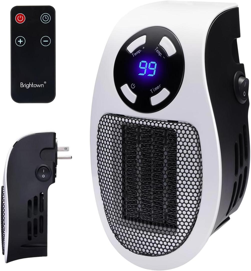 Wall Space Plug In Heater, 450W Remote Portable Electric Heater With Programmable Adjustable Thermostat, Overheat Protection, Precise Led Display, Portable Top Heat Plug In Heater For indoor use