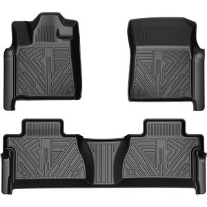 T TGBROS Floor Mats Custom Fit for 2007-2021 Toyota Tundra Accessories All Weather Protection TPE 2 Rows Floor Liners Set Non-Slip Black