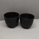 Modern Plant Pots Set, 9/8/7.5 inch Plastic Planters for Indoor Plants, Stylish Flower Pots with Drainage Holes and Saucers for House Plants and Flowers, Black