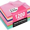 1200 Sheets Tissue Paper, 20 Colors 10" X 14" Tissue Papers for Gift Bags Birthday Party Flower Decoration, Colored Tissue Paper Bulk for Packaging