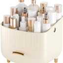 Makeup Organizer Countertop Vanity with Drawers Cosmetic Skincare Bathroom Storage Gift for Women Teens Girls (White)