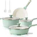 SENSARTE Nonstick Ceramic Cookware Set Large 13-Piece, Healthy Pots and Pans Set Dishwasher Safe, Non-toxic Kitchen Cooking Set with Stay-Cool Handles, Induction Compatible, PFAS Free, Green