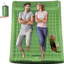 Double Sleeping Pad Camping, 6" Extra Thick Camping Pad with Pillow Built-in Foot Pump Waterproof Inflatable Sleeping Mats for Camping, Backpacking, Hiking,Traveling Tent (Army Green)