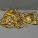Gatielzana O-Ring Metallic Crop Top Shiny Triangle Bralette Rave Bra Swimsuit Top Medium