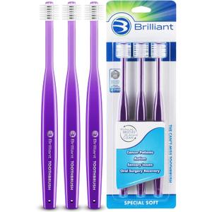 Brilliant Specialty Adult Round Toothbrush for Sensitive Mouths to Support Chemo and Other Sensory Oral Care Needs with Ultra Soft Bristles, Violet, 3 Pack Brilliant Specialty Adult Round Toothbrush for Sensitive Mouths to Support Chemo and Other Sensory Oral Care Needs with Ultra Soft Bristles, Violet, 3 Pack