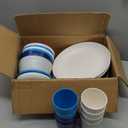 Wrova Wheat Straw Dinnerware Set of 32,Unbreakable Dinner Plates and Bowls Dishes Sets Service for 8,Dishwasher Safe Dinnerware Sets for Kitchen and Camping.Island Series