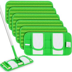 Papclean 6 Pack Reusable Mop Pads Refills Compatible with Swiffer Sweeper | Dry Sweep & Wet Mop, Washable Cloth 100 Times, Pick Dirt, Dust & Pet Hair for Hardwood, Tile, Laminate, Kitchen, Bathroom