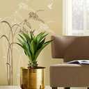 Serene Spaces Living Modern MidCentury Metal Indoor Planter with Stand, Gold Planter Pot, Indoor Plants  Decorative Planter Holder for Living Room, Kitchen & Office, 14" Diameter & 24" Tall