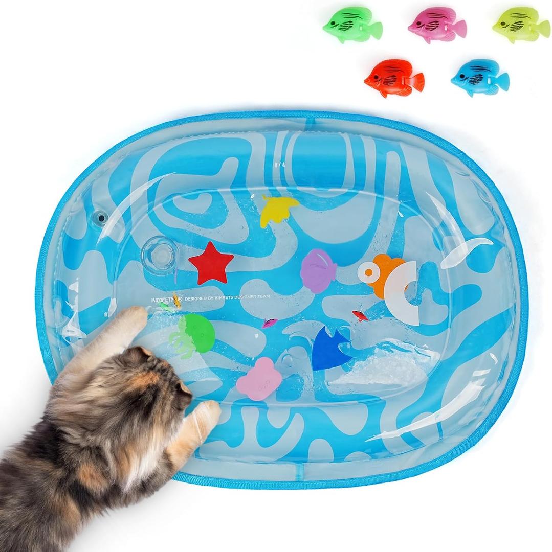 Cat Water Sensory Play Mat with Extra Protective Cover, Thickened Ellipse Cat Water Bed Toy for Cats Dogs Pets