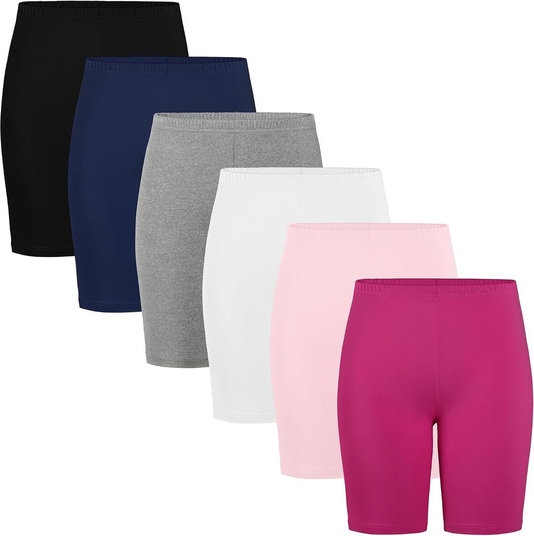 6 Pack Girls Shorts Bike Athletic Long Biker Shorts Toddler Kids Teen 6-7Y