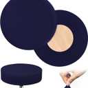 HFATMOS 2 Pcs Bar Stool Covers Round Stool Slipcovers High Elastic Circle Chair Covers Soft Chair Seat Cushion Slipcover for Stool of Dia 11-14 Inch, Navy Blue