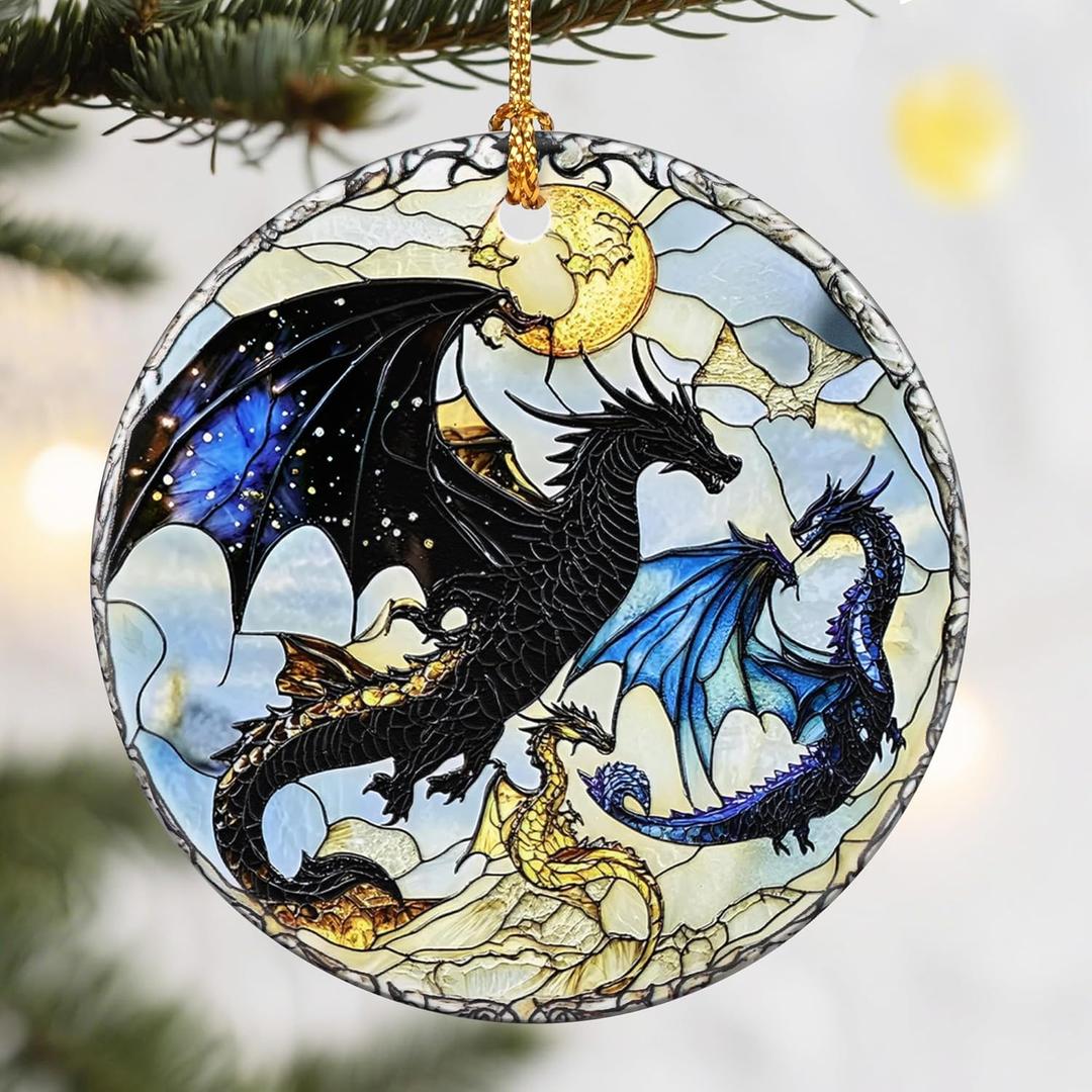 Christmas Ornaments, Dodosky 2.8in Ceramic Dragon Ornament, Xmas Decor, Christmas Tree Ornaments, Xmas Decorations for Tree, Holiday Ornament, Gift Ideas, Dragon Lovers Gifts, Gifts for Friends