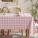 Gingham Tablecloth Rectangle Table, Cotton Linen Fabric Picnic Checkered Table Cloth Farmhouse Washable Wrinkle Free Buffalo Plaid Table Cover for Outdoor Birthday Party, Pink, 60x75