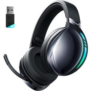 UG-06 Wireless Gaming Headset, 2.4GHz Bluetooth Gaming Headphones with Noise Cancelling Microphone, 3D Stereo Sound, 65Hr Battery Life Headset for PS5, PS4, PC, Switch, Mac, RGB Light, Black