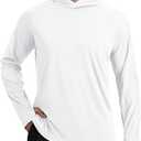 Men's Sun Protection Hoodie Shirt UPF 50+ Long Sleeve Fishing Rash Guard UV SPF Summer Lightweight Hiking Shirt for Men (White, XXL)