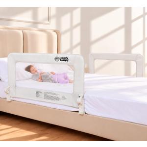 ComfyBumpy 2-Pack Bed Rail for Toddlers 35.5" L x 19.5" H | Toddler Bed Rails for Twin, Full & Toddler Mattress Size | Swing Down Rail Guard | Mattress Side Rail for Kids | White