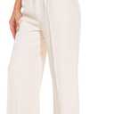 FUNYYZO Wide Leg Pants Women's High Elastic Waisted in The Back Business Work Trousers Long Straight Suit Pants (X-Small Short, Beige)
