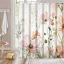 Ruelvth Dusty Pink Floral Shower Curtain, Spring Watercolor Wildflower Shower Curtain Set Waterproof Modern Farmhouse Bathroom Decor with Hooks, 72x72 Inch