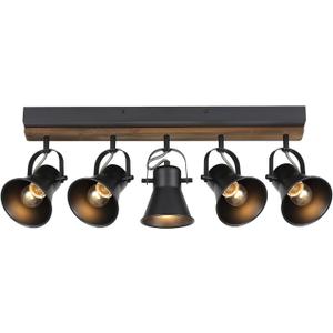 5-Light Track Light Fixtures, Adjustable Ceiling/Wall Mount Spotlight, Industrial Black Kitchen Track Lighting for Living Room, Dining Room, Hallway, Bathroom