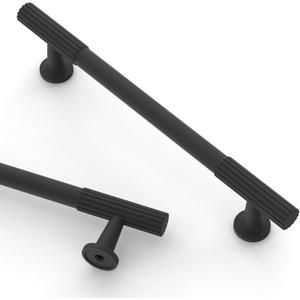 Asidrama 10 Pack 5 Inch(128mm) Matte Black Cabinet pulls Kitchen Cabinet Handles, Cabinet Pulls Kitchen Cabinet Hardware for Cupboard Drawer Pulls (5" Hole Center)