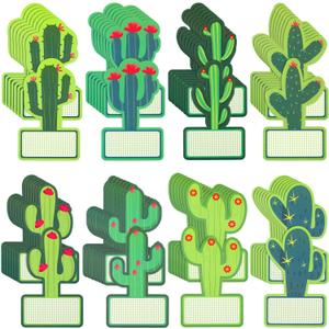 64 Pieces Cactus Cutouts Bulletin Board Decor Name Tags Stickers Cactus Theme Labels for Classroom Bulletin Board Decorations