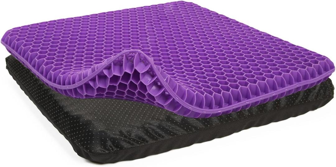 Purple Gel Seat Cushion, 19.7" Extra Large Double Thick Chair Cushions for Office Chair, Wheelchair, Car Seat, Couch, Stadium Seat Cushion for Tailbone Pain Relief, Cooling & Breathable Seat Cushions (XXL (2"))