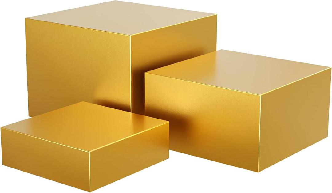 Metal Display Stands for Buffet Table - Black & White Cake Risers, Cupcake Stand for Wedding, Party, Catering Supplies, Elegant Food Risers for Displaywith 3Pcs Hollow Bottoms 6''x7''x8'', Sturdy & Modern (Gold, (6,7,8)''-1 set)