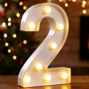 DyingSwan LED Marquee Numbers, Small Light Up Numbers for Party, 8.58 Inch Battery Powered Lighted Number for Birthday, Night Light, Table or Home Decor (Number 2)