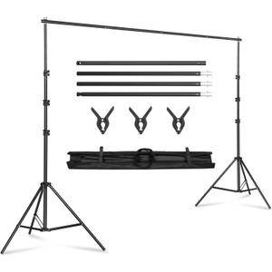 Backdrop Support Stand 6.4x10FT Photo Backdrop Stand Adjustable Photography Studio Background Support System Kit with Carrying Bag and 3 Clamps for Photo Video Shooting, Wedding, Party