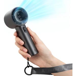 JISULIFE Portable Handheld Fan,Speed(1-100) Adjustable Turbo Mini Fan,5000mAh Battery Rechargeable Personal Fan with Metal Body,Digital Display,Gifts for Women Men Travel/Camping/Outdoor-Grey