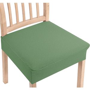 Smiry Stretch Jacquard Seat Covers for Dining Room Chairs Set of 2, Removable Washable Chair Seat Protector Slipcovers, No Rear Covers, Green