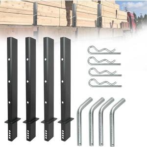 4 Pcs 30" Adjustable C Channel Pipe Stake, Heavy-Duty Trailer Stake for Flatbed Trailer Hauler and Trucks with 4 Adjustable Holes