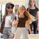 LessonZoo 3 Pack Girls Ribbed Crop Tops, 3-Color, 7-8 Years