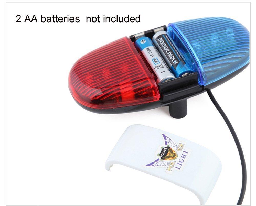 Bike Lights for Kids with Sirens, Police Pretend Play Toy, Safety Light Bicycle Accessories, Waterproof, (Now with Softer Sounds, Batteries not Included)