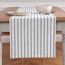 Solino Home Linen Table Runner 120 Inches Long - Capri Ticking Stripe, 100% Pure Linen Black and White Farmhouse Table Runner 18 x 120 Inch for Dining, Spring