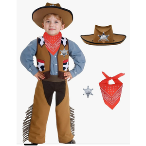 Cowboy Costume for Kids,Boy Brown Western Costume,Cowgirl Outfit Set Dress Up Party Halloween Costumes, Size M