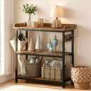Console Table, Farmhouse Sofa Table with Power Outlet, Narrow Entryway Table with Adjustable Shelf, Rustic Brown, 13.78"D x 31.49"W x 33.03"H