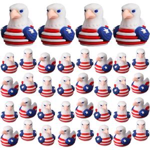 Soulchen 100 Pcs 4th of July Mini Patriotic Eagle Duck Figurine Bulk Mini Veteran Duck 250th Anniversary Independence Day Tiny Animal Figurine Bald Eagle for 4th of July Home Office Desk Hide and Seek