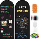 2 Pcs Magnetic Chalkboard for Wall, 47.2" x 18" Magnetic Arch Wall Decal Self Adhesive Blackboard Wallpaper Peel and Stick Chalk Board Wall Decal Roll for Home Playroom Classroom