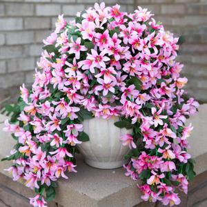 Ivydale Artificial Lily Flowers for Outdoors Fake Hanging Flower Vines for Outside Decoration, UV Resistant 2PCS Faux Plants for Patio Porch Balcony Garden Yard, Pink