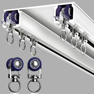 Silent Double Curtain Track Ceiling Mounted, Heavy-Duty Aluminum Room Divider Rails Bedroom/Living/Window/Hotel Drop Ceiling Curtains Tracks Easy InstallWhite, 4.6m(15.1ft)